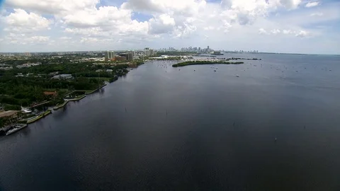 Aerial view Coconut Grove Dinner Key marina Miami Stock-Footage 80170013