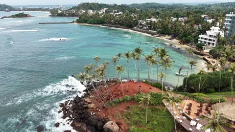 Aerial view of Coconut Tree Hill and the coastline, Sri Lanka. Stock Footage 335906952