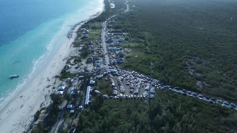 Aerial View of Coconuts Fest 2024 Beach, Pelican Point, Grand Bahama, Bahamas Stock Footage 270967053