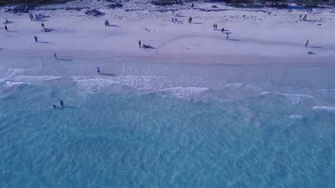 Aerial View of Coconuts Fest 2024 Beach, Pelican Point, Grand Bahama, Bahamas Stock Footage 270967054