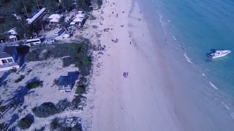 Aerial View of Coconuts Fest 2024 Beach, Pelican Point, Grand Bahama, Bahamas Stock Footage 270967373