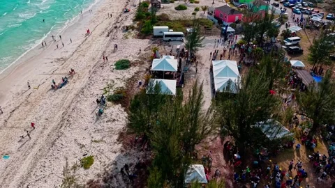 Aerial View of Coconuts Fest 2025, Pelican Point, Grand Bahama, Bahamas Stock Footage 309430065