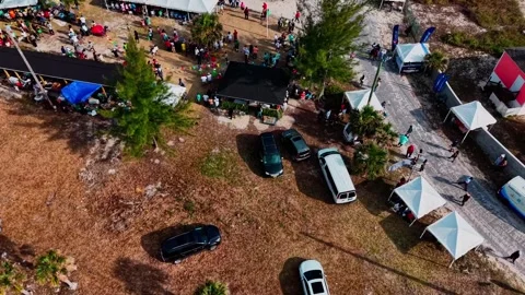 Aerial View of Coconuts Fest 2025, Pelican Point, Grand Bahama, Bahamas Stock Footage 309430077