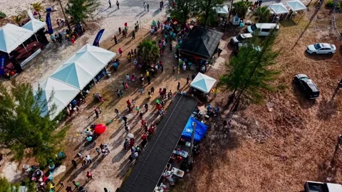 Aerial View of Coconuts Fest 2025, Pelican Point, Grand Bahama, Bahamas Stock Footage 309430080