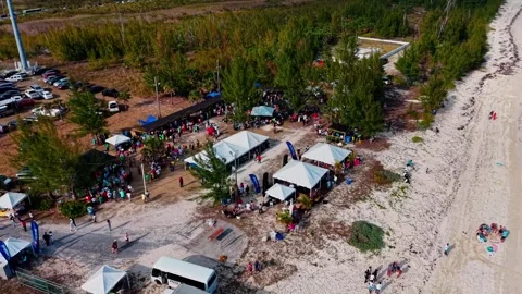 Aerial View of Coconuts Fest 2025, Pelican Point, Grand Bahama, Bahamas Stock Footage 309430090