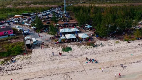 Aerial View of Coconuts Fest 2025, Pelican Point, Grand Bahama, Bahamas Stock Footage 309430093