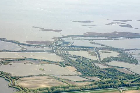 Aerial view of the Codevigo area of the Venice Lagoon Stock Photos