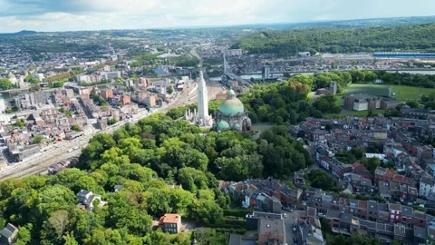 Aerial view of Cointe Intermodal Terminal, Belgium. Stock Footage 318453685