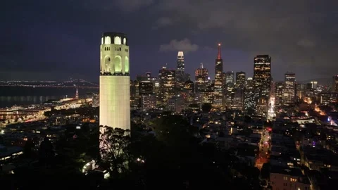 Aerial view of the Coit Tower scenery in San Francisco, California, USA Stockbeeldmateriaal 334377122