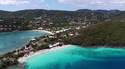 Aerial view of coki beach, United States Virgin Islands Stock Footage 66041276