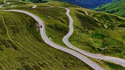 Aerial view of Col d'Aubisque mountain road in France. Stock Footage 340269702