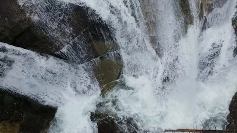 Aerial view of a cold waterfall in High Tatras Mountains Vídeos de archivo 126098431