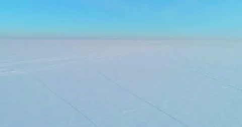 Aerial view of cold winter landscape arctic field, trees covered with frost snow Stock Footage 252084067