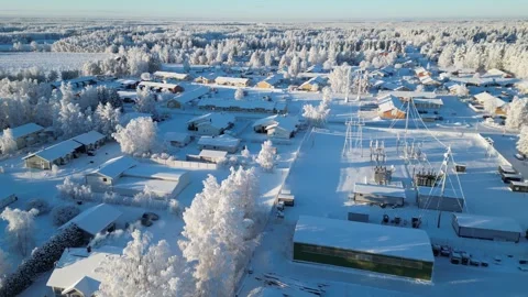 Aerial view of cold winter scenery in Kempele, Finland Stock Footage 328084600