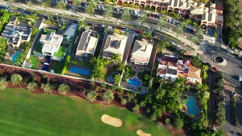 Aerial view of colf course in the Canary Islands Vidéo 246415475