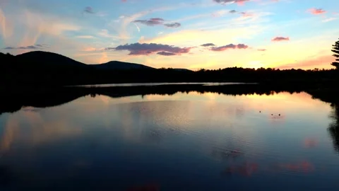 Aerial view of Colgate lake upstate New York Catskills mountains Stock Footage 142412662