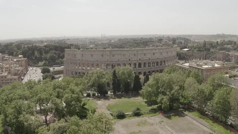 Aerial view on Coliseum, Rome, Italy. Spring. Ancient architecture from drone. Stock Footage