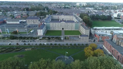 Aerial View of Collins Barracks, Dublin Stock Footage 233003979