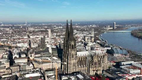 Aerial view of Cologne Skyline Stock Footage 297136246