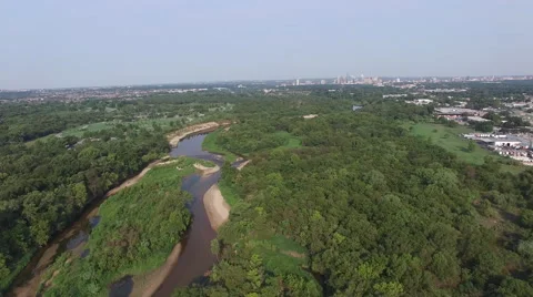Aerial view of Colorado River Wildlife Sanctuary - Austin, Texas, USA Stock-Footage 64382453