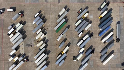 Aerial view of Colorful containers at the Container yard in Mesquite,Texas Stock Footage 326733159