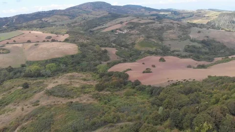 Aerial view on colorful fields and hills Stock Footage 112331995