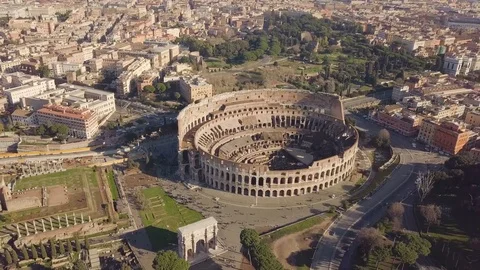 Aerial view of Colosseum Stock Footage 84827384