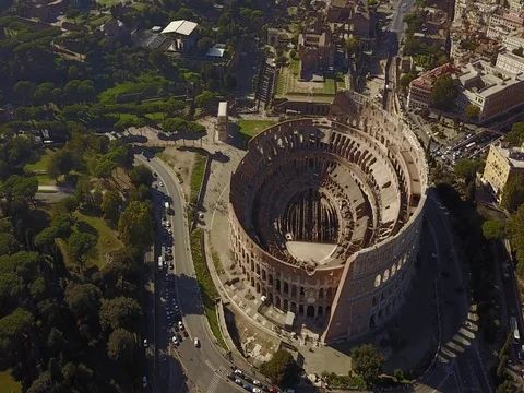 Aerial view Colosseum Rome Stock Footage 80840132