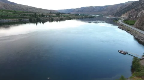 Aerial view of the Columbia River in Eastern Washington State. Stock Footage 68796008
