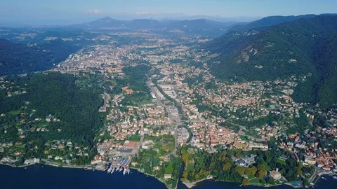 Aerial view of Com lake with city Como, Italy Stock-Footage 82957618