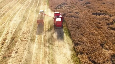 Aerial view of combine harvester. 스톡 동영상 72009786