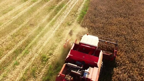 Aerial view of combine harvester. 스톡 동영상 72010047