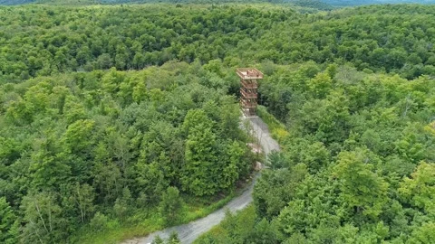 Aerial view coming down slowly, with a drone, showing the watchtower Stock Footage 170404989