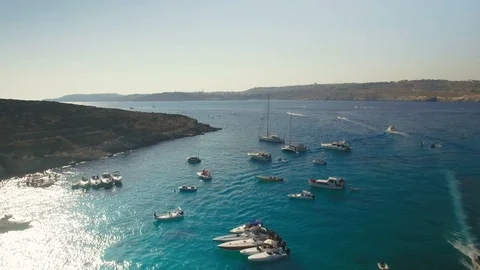 Aerial view from Comino looking towards Malta Stock Footage 88741225
