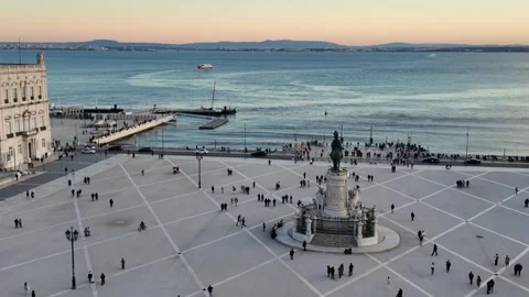 Aerial view of commerce Square in Lisbon Video stock 297794334