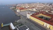 Aerial View Of Commerce Square - Praca Do Comercio - In Lisbon, Portugal Stock Footage