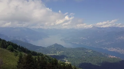 Aerial view of Como Lake from Monte San Primo, Bellagio, Lombardy, Italy Stock Footage 116185412