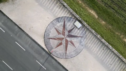 Aerial View of Compass Rose in Bayon-sur-Gironde, France Stock Footage 263058355