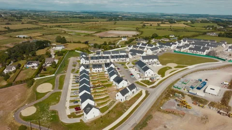 Aerial view of completed new build homes in Ballyvolane Cork Video stock 342608401