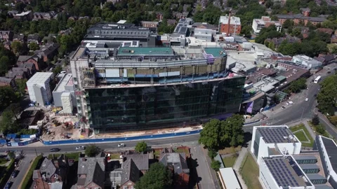 Aerial view of complex of Christie nhs hospital buildings Stock Footage 204089867