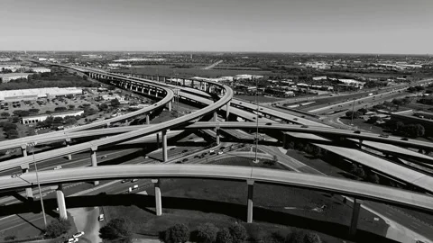 Aerial View of Complex Highway Interchange System Stock Footage 311654646
