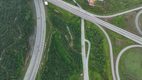 Aerial View of Complex Highway Interchange at Rawang Malaysia Stockbeeldmateriaal 329474313