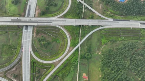 Aerial View of Complex Highway Interchange at Rawang, Malaysia Vídeos de archivo 329475688