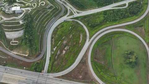Aerial View of Complex Highway Interchange in Rawang, Malaysia 動画素材 329476135