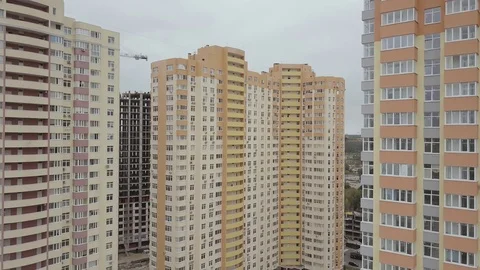 Aerial view. A complex of new high-rise apartment buildings in the city. The Stock Footage 79784215