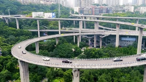 Aerial view of complex urban interchange. Stock Footage 336335269