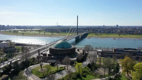 Aerial View Concert Hall Dusseldorf Germany Stock Footage