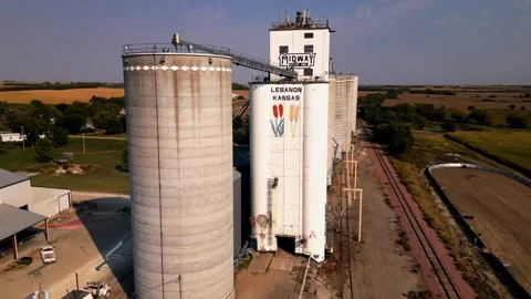 Aerial view of the concrete grain silos in Lebanon Video stock 345532608