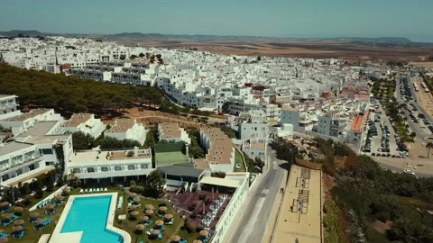 Aerial view of Conil de la Frontera white vacation town of Andalusia, Cadiz Stock-Footage 155691097