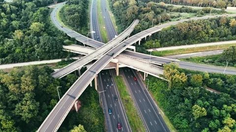 Aerial view of Connecticut highway interchange with... 動画素材 340657940